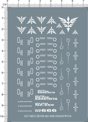 337整版胶适用于NEO ZEON NZ-666 KSHATRIYA 刹帝利gd水贴纸