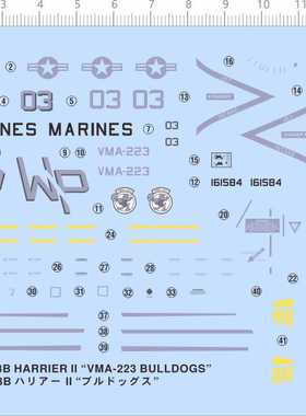 68618整版胶HM191 1/48 AV-8B HARRIER VMA-223 marines bulldogs