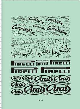 20256-A4312 competition impulse pirell 头盔 水贴纸不干胶现货