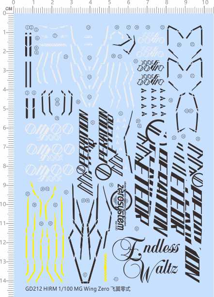GD212整版胶HIRM 1/100 MG Wing Zero飞翼零式GD水贴敢达水贴现货