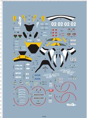 64386-A41305 1/12 KAWASAKI ZX-10Reva福音战士三号机摩托车水贴