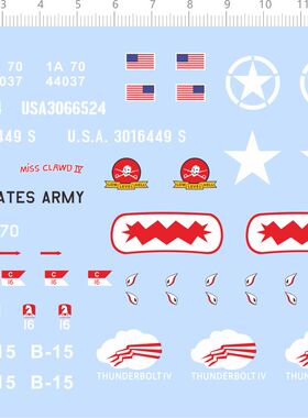 75842 thunderolt iv 美国国旗骷髅头 整版水贴 USA tank 2310