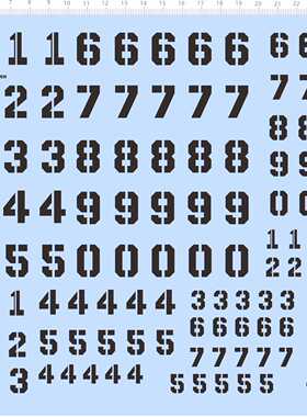 68512整版胶0-9阿拉伯数字美军中国字体纸模模型水贴纸定做订做