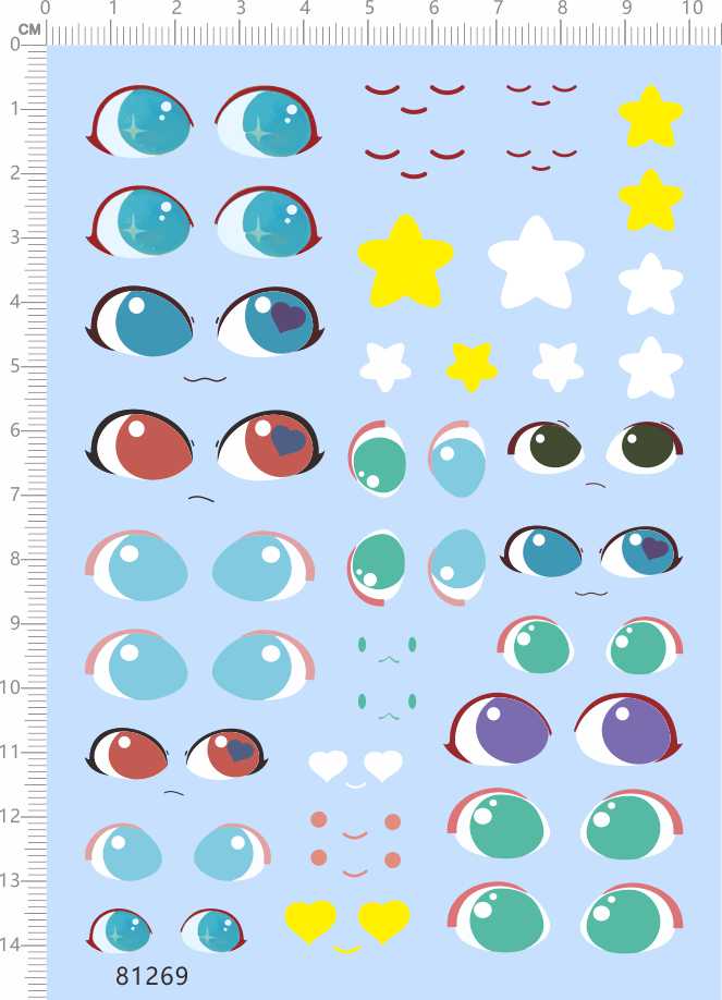 81269整版胶dimoo眼睛水贴纸模型娃娃手办公仔粘土人偶定做现货