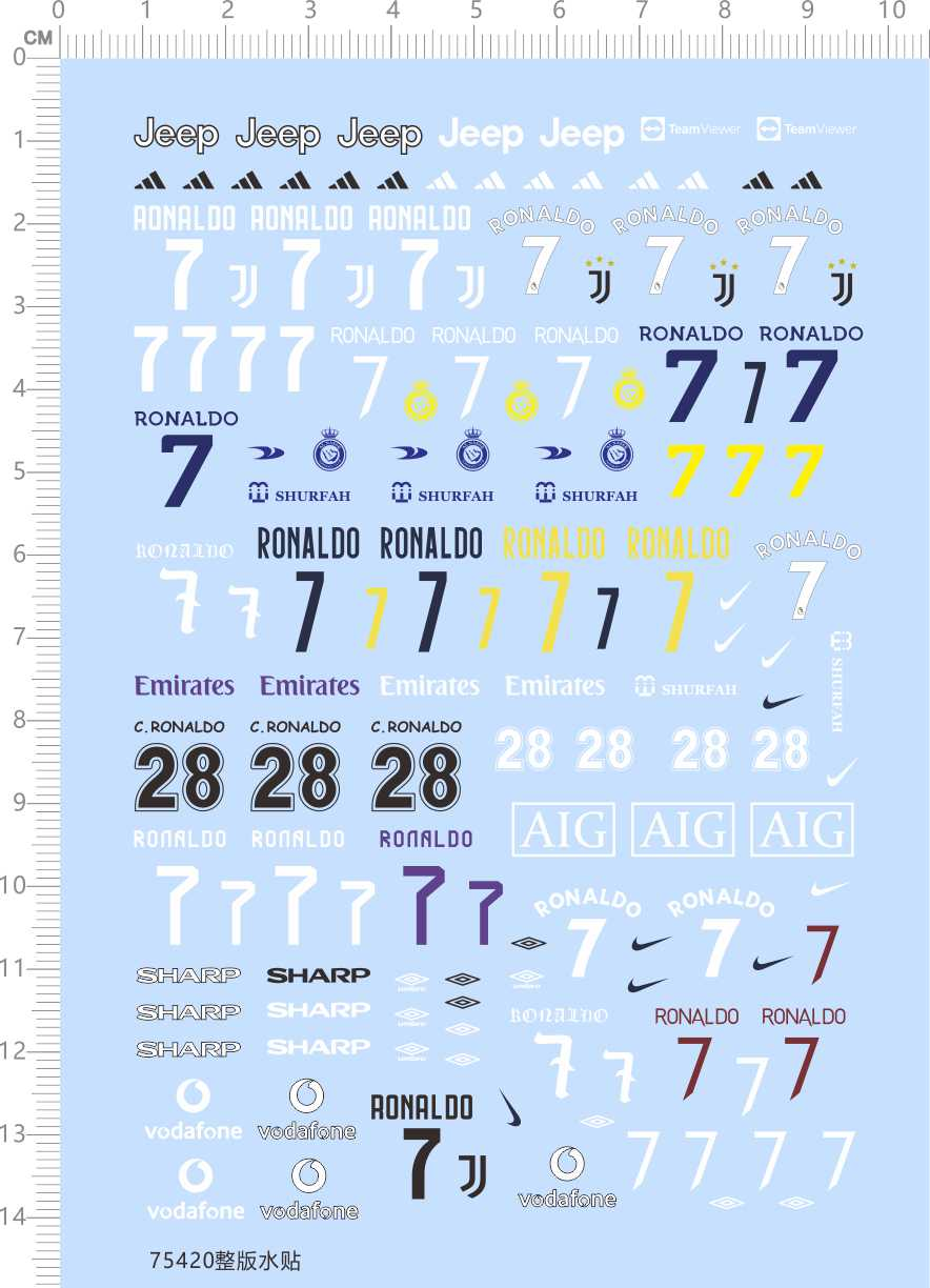 75420足球比例模型车水贴赛车一级方程式 SHARP Emirates 现货