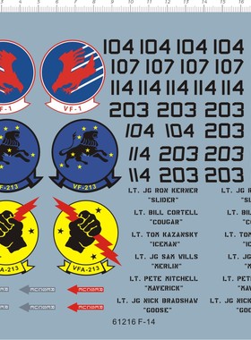 61216  1/32 f-14 decal 飞机飞机水贴1