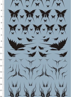 61310-B2403 蝴蝶 火焰 纹身 水贴纸