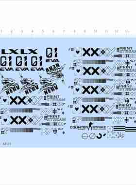 82115比例模型水贴黑色印花集鼠标贴键盘初音未来初号机xxxy 2405