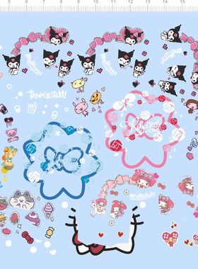 71095整版胶 奇幻魔法 melody 凯蒂猫 模型水贴 花花草草花朵现货