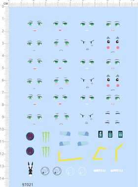 97021整版胶无比例SYT表情兔子DONKEY娃娃birelli公仔手办A6水贴