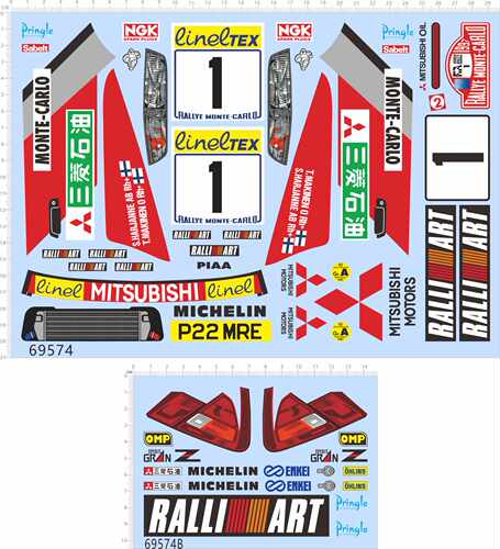 69574 整版胶 Mitsubishi Lancer Evo IV 02 车模型 水贴纸