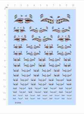 81894比例模型水贴鲨鱼嘴眼睛坦克飞机战车纹身贴花潜水艇2404