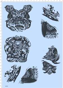 68099整版胶1/6恶人传纹身贴狮子鹰比例模型剪纸水贴纸人偶娃娃