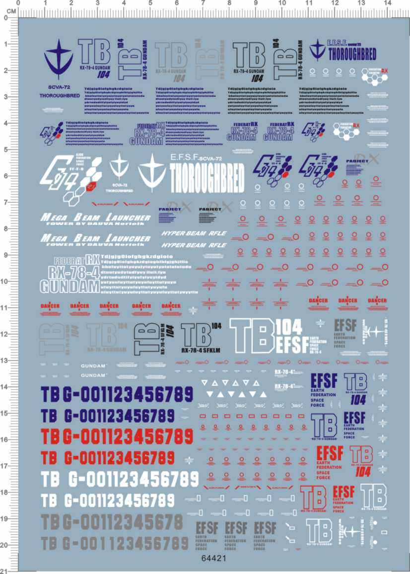 64421-8B16 mg RX-78-4 Ver.2 四号机gd水贴 gundam decal2