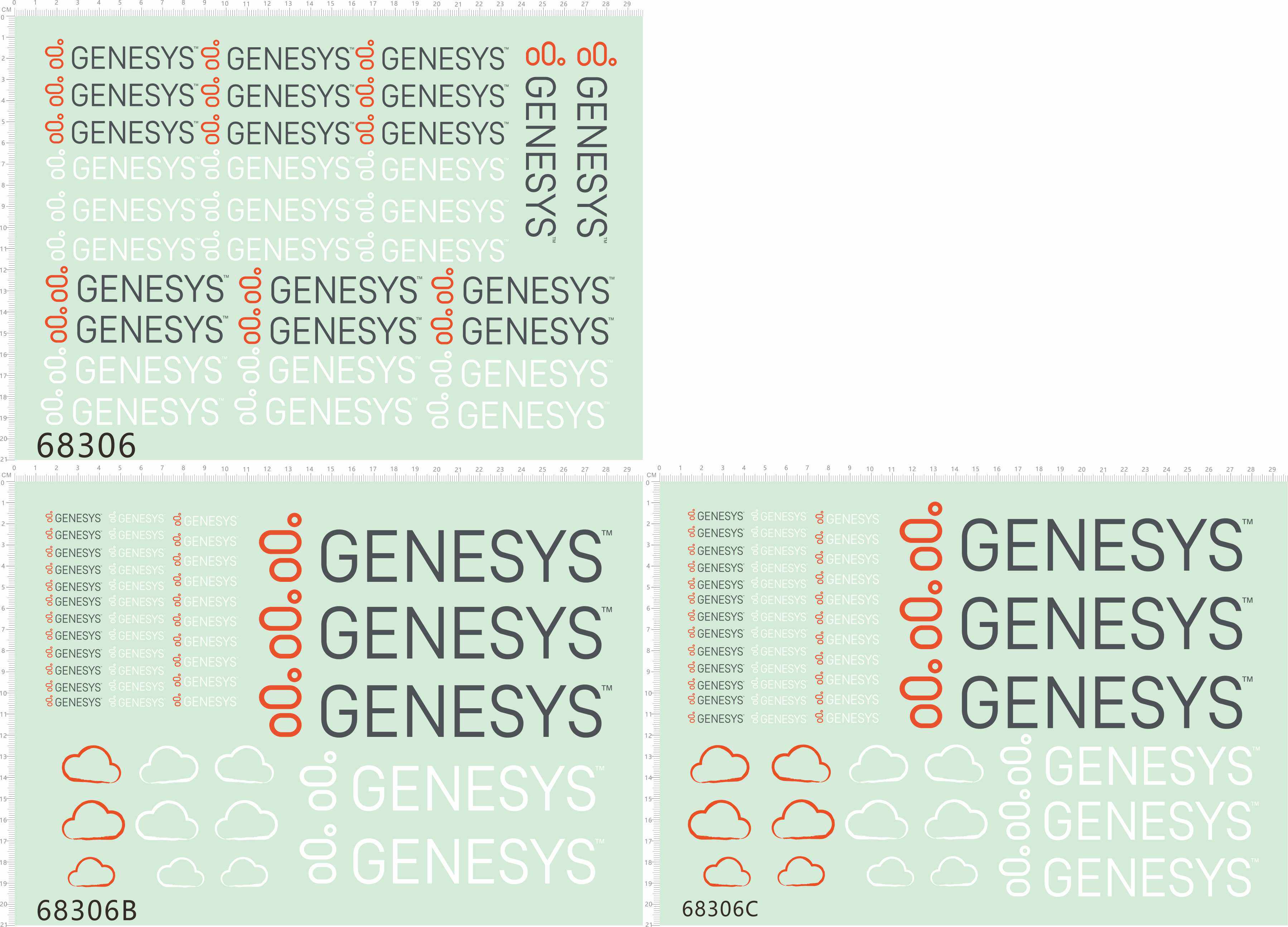 68306整版胶不干胶无比例个性签名英文名GENESYS纸模模型水贴纸 - 实物图