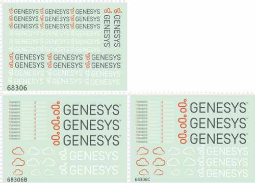68306整版胶不干胶无比例个性签名英文名GENESYS纸模模型水贴纸