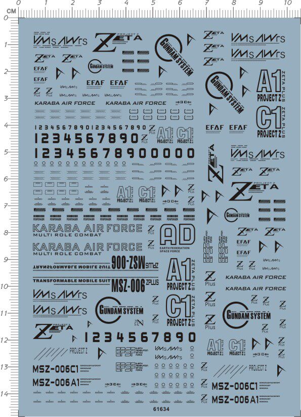 61634-A5909/10 HG MSZ-006A1 C1 Zeta z Plus gd水贴2