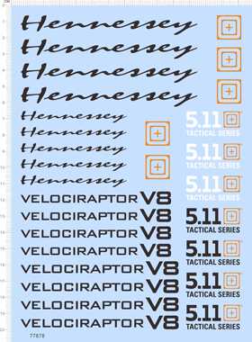 77878 VELOCIRAPTOR TACTICAL SERIES V8 模型车水贴定制打印2402