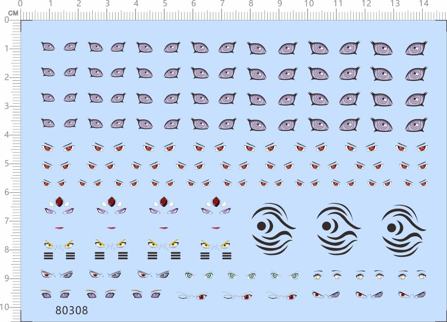 80308整版胶火影隐者 写轮眼 轮回眼 眼睛水贴