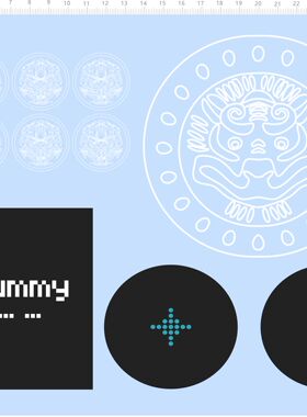 77405整版胶 石狮子表情 yummy 咖啡饮料奶茶模型水贴纸2402