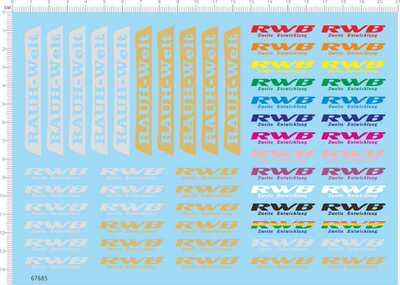 67685整版胶1/18 RWB RAUH-Welt保时捷比例模型车剪纸水贴纸定做