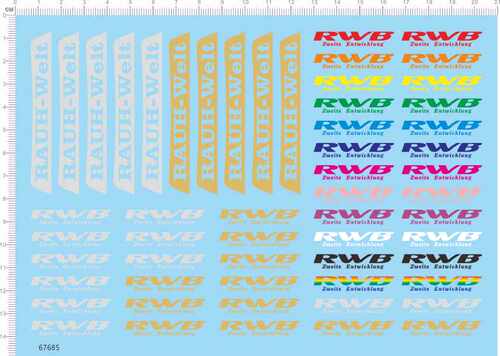 67685整版胶1/18 RWB RAUH-Welt保时捷比例模型车剪纸水贴纸定做