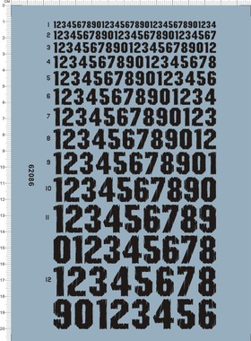 62086-B708 fonts 10-2 裂纹字体阿拉伯数字数目字模型水贴1