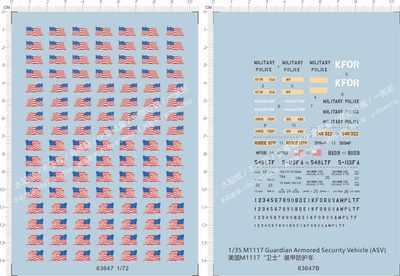 63647 Guardian Armored 卫士装甲防护车M1117美国国旗水贴纸