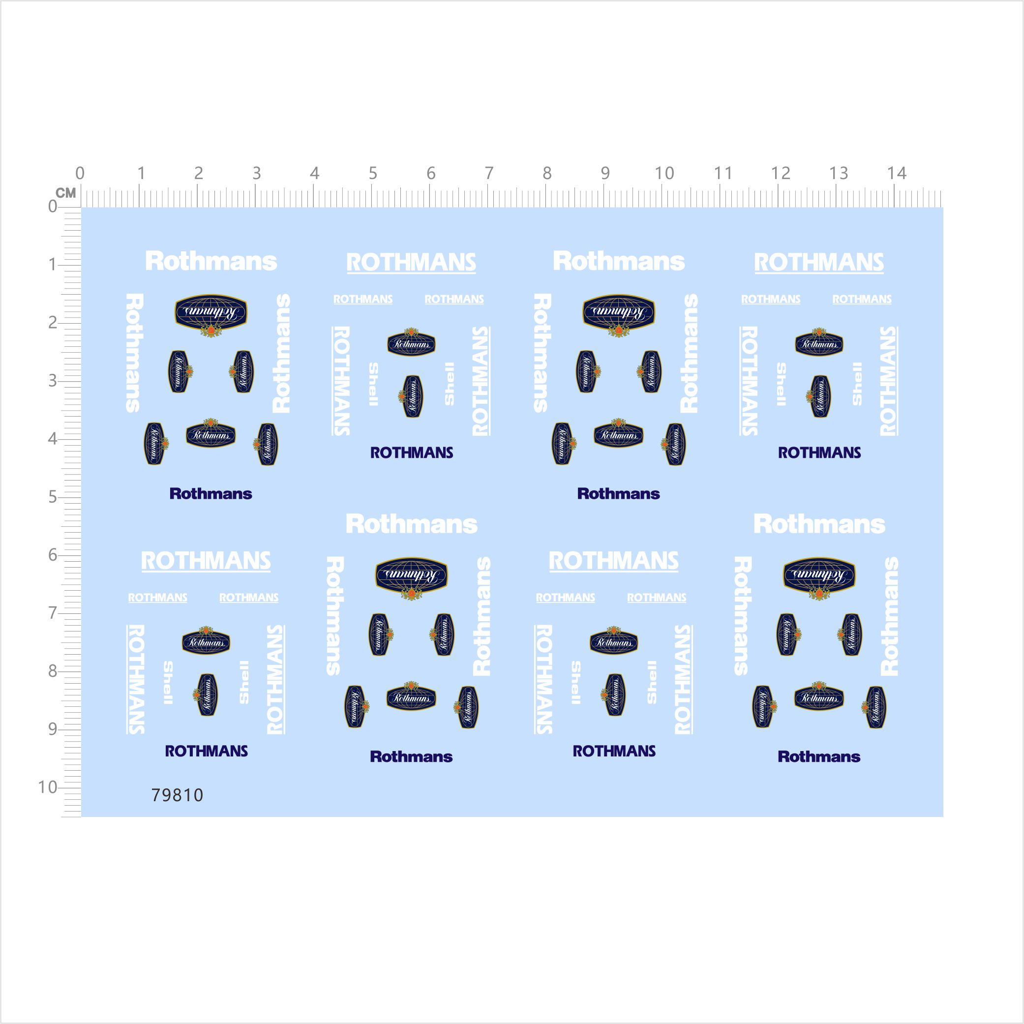 79810比例模型车水贴 1/64 Rothmans 改尺寸定制打印2404