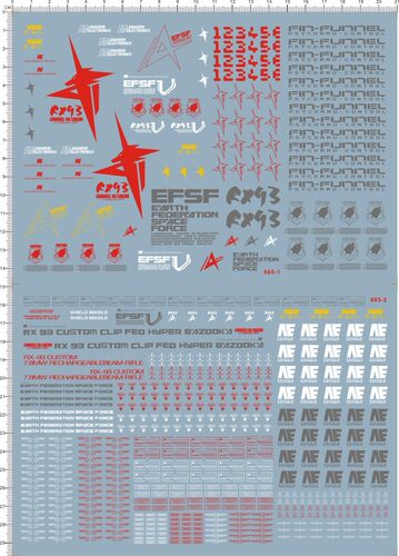 865  整版胶 PG 1/72 RX-93 NU new niu 牛gd水贴纸 现货