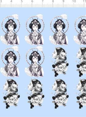 76640整版胶纹身山竹 素花般诺艺伎 纹身 水贴 手办模型定制现货