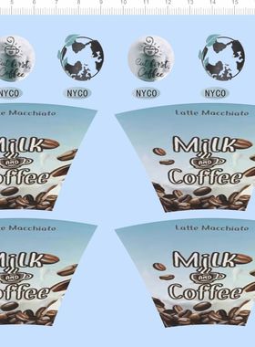 72186整版胶 Milk Coffee 水贴纸  纸杯 咖啡杯 水转印