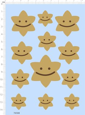 76588整版水贴 六角星星表情 笑脸 模型定制打印2312