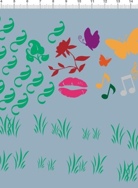 1629-103# 音乐音符嘴唇吻蝴蝶CD草模型车纹身侧贴水贴拉花