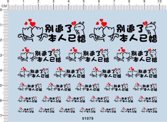01079-别追了本人已婚 模型车水贴纸