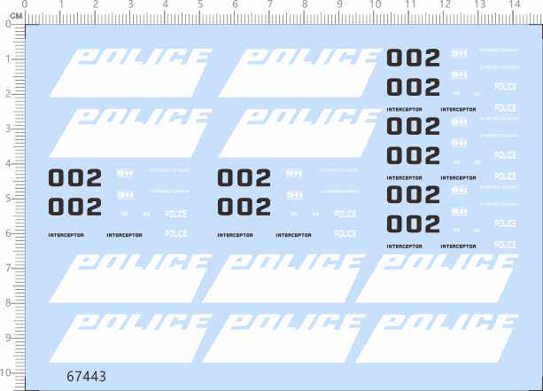 67443整版胶1/64编号911车号码POLICE警车模型水贴纸定做订做现货