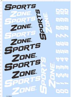 72542整版胶 SPORTS ZONE 数字 水贴纸 模型水贴