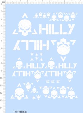 72355整版胶 骷髅头 水贴纸 hilly 试作机敢达高达模型水贴 现货