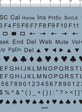 60692-6E24 键盘侧贴梅花葵扇阶砖红心 键盘帽水贴纸