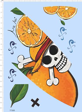 77300整版胶 桔子 骷髅 海贼王 手办模型水贴纸  橙子定制 现货