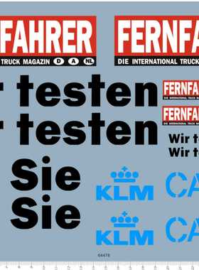 64478 1/24 Italeri Revell cargo klm wir testen 卡车水贴1