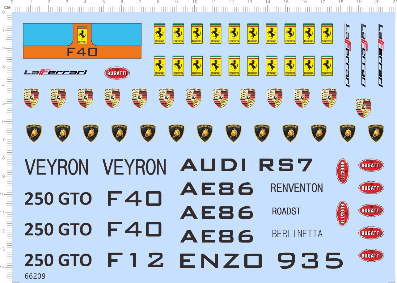 66209整版胶250GTO F40 AE86 F12 ENZO 935 RS7法拉利兰博坚尼1/8