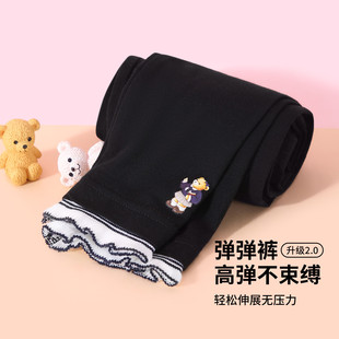 精典泰迪春季女童打底裤甜美花边裤子婴幼童儿童长裤宝宝打底裤