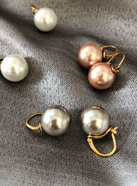 c高级感大珍珠耳环女复古欧美ins风耳钉潮人个性气质网红耳坠纯银