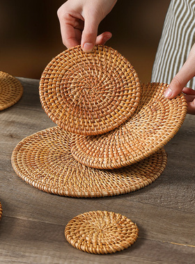 隔热垫子藤编家用防烫锅垫碗垫耐高温餐桌垫耐热盘子垫杯垫茶壶托