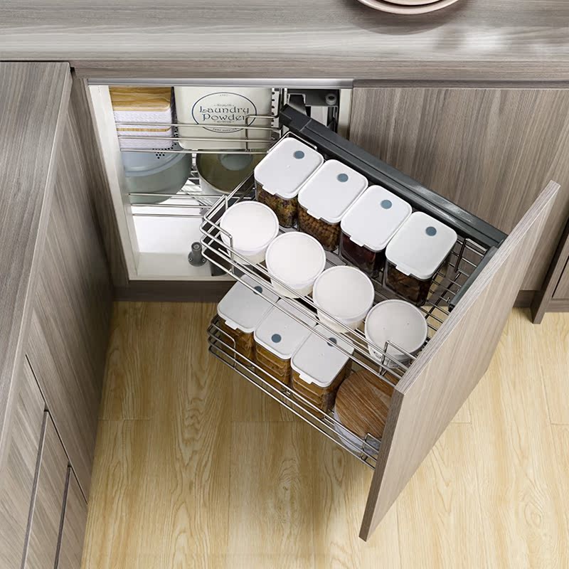 欧琳不锈钢转角拉篮厨房橱柜拉