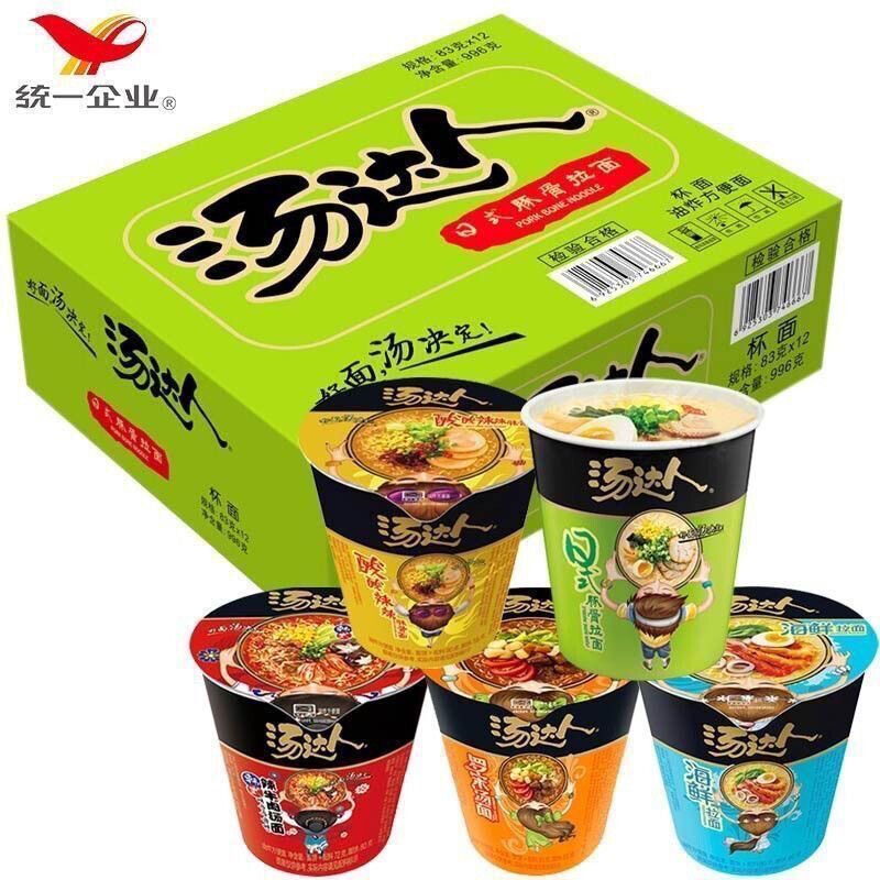 统一汤达人方便面杯面泡面日式豚骨拉面海鲜拉面12杯整箱批发图片