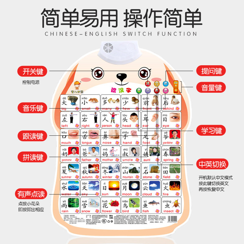 宝宝挂图儿童早教有声挂图墙贴语音学习启蒙认知会说话的玩具