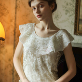 原创新品 闪闪翻领 手工钉珠 脸儿艺 森女 复古 华丽法式 礼服上衣