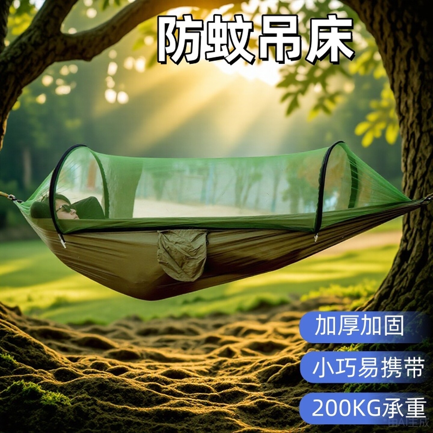户外蚊帐吊床便携速开防蚊虫秋千高级结实双成人学生加厚椅防侧翻